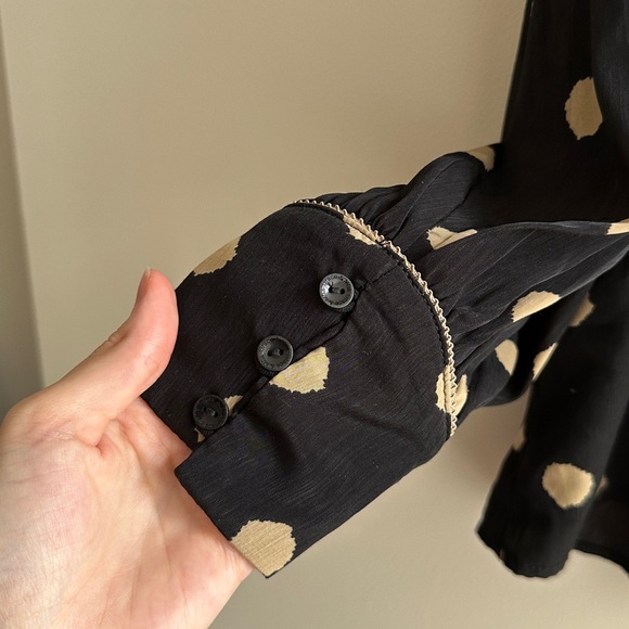 Grace & Mila Gold and Black Polka Dot Button Down Shirt, Size Small - Picture 5 of 16